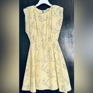 Pale Cloud children's yellow Origami Print dress